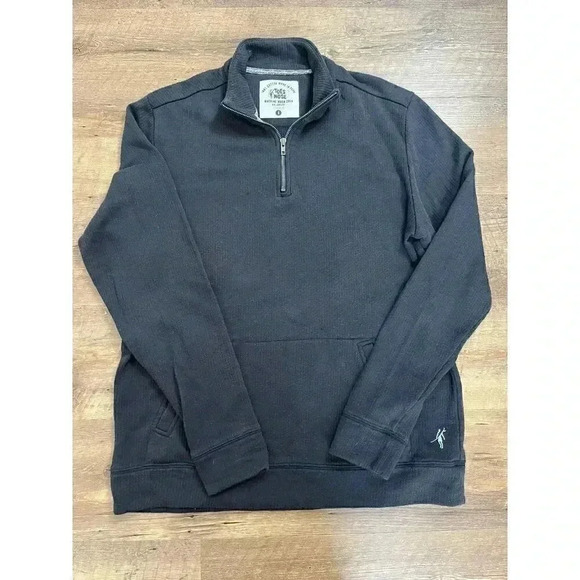 Toes On The Nose Men's Sweater Quarter Zip Pullover Black Ribbed L Surf - Picture 1 of 11
